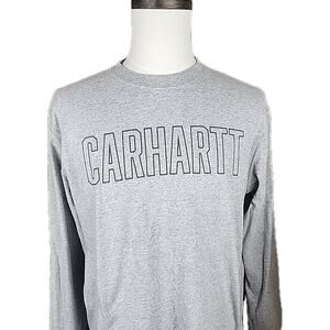 Carhartt Original Fit Block Logo Spellout Graphic Long-Sleeve TShirt Size M Gray